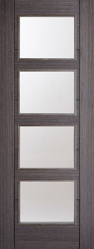 Ash Grey Vancouver Pre-Finished Glazed 4 Light Internal Door - The Wooden Door Company