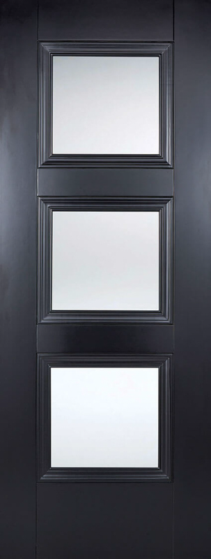 Black Amsterdam Primed Glazed 3 Light Internal Door - The Wooden Door Company