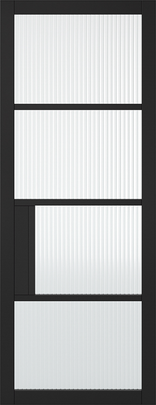 Black Chelsea Pre-Finished Glazed 4 Light Reeded Internal Door - The Wooden Door Company