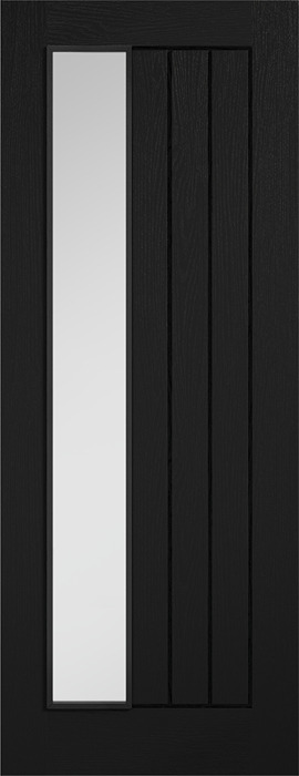 Black Mexicano Offset Pre-Finished Glazed Internal Door - The Wooden Door Company