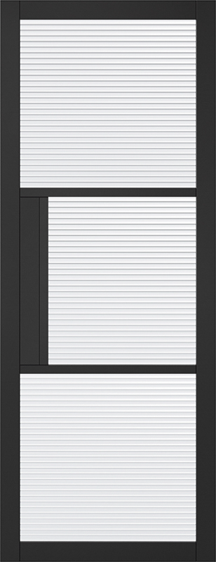 Black Tribeca Pre-Finished Glazed 3 Light Reeded Internal Door - The Wooden Door Company