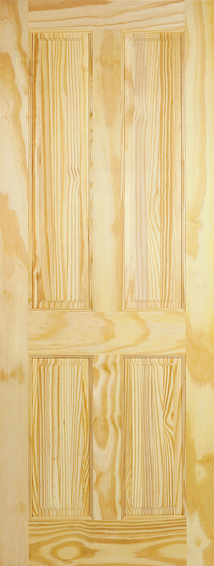Clear Pine 4 Panel Unfinished Internal Door - The Wooden Door Company