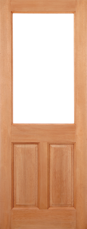 Hardwood 2XG 2 Panel Mortice & Tenon Unfinished Glazed External Door - The Wooden Door Company