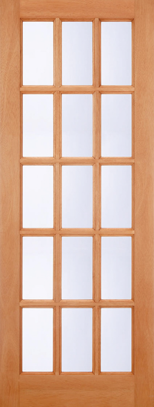 Hardwood SA 15 Light Mortice & Tenon Unfinished Glazed Clear External Door - The Wooden Door Company