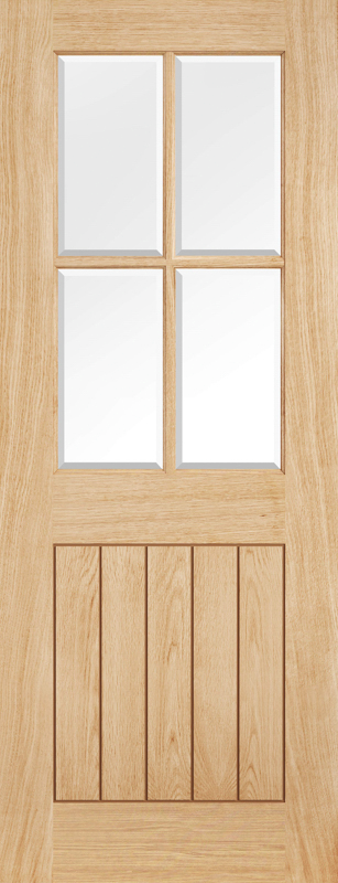 Oak Belize Unfinished Glazed 4 Light Internal Door - The Wooden Door Company