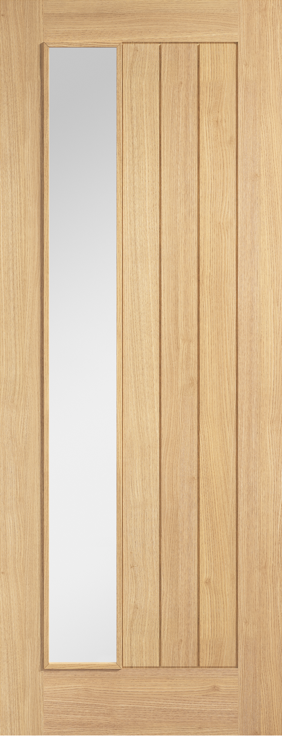 Oak Belize Unfinished Clear Glazed Offset Internal Door - The Wooden Door Company