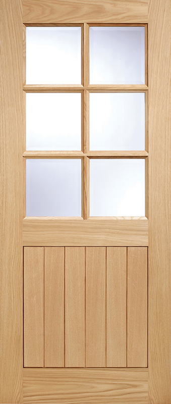 Oak Cottage Unfinished Glazed 6 Light External Door - The Wooden Door Company