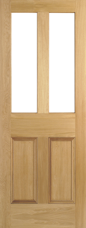 Oak Malton Unfinished Unglazed 2 Light Internal Door - The Wooden Door Company