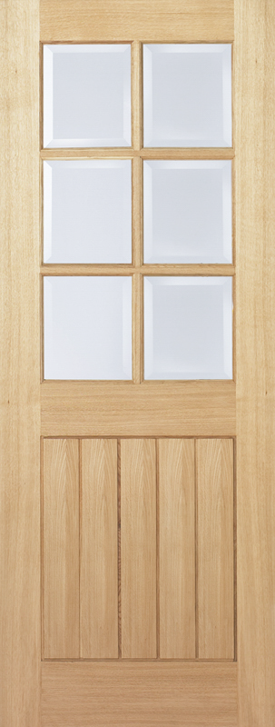 Oak Mexicano Unfinished Glazed 6 Light Internal Door - The Wooden Door Company