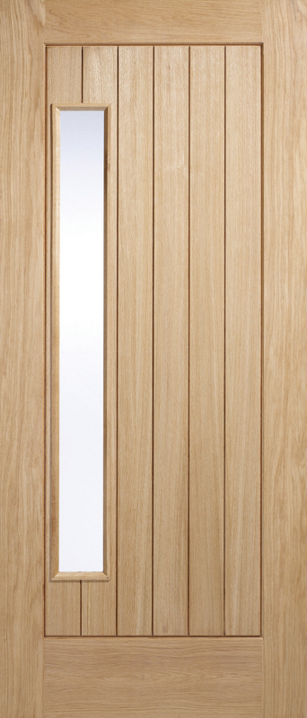 Oak Newbury Unfinished Glazed 1 Light External Door - The Wooden Door Company