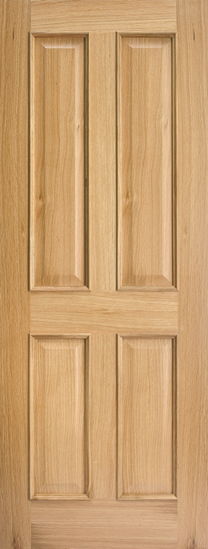 Oak Regency 4 Panel Unfinished FD30 Fire Door - The Wooden Door Company