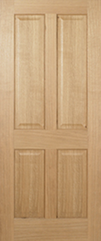 Oak Regency 4 Panel Unfinished FD30 Fire Door - The Wooden Door Company
