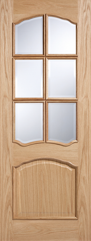 Oak Riviera Unfinished Glazed 6 Light Internal Door - The Wooden Door Company