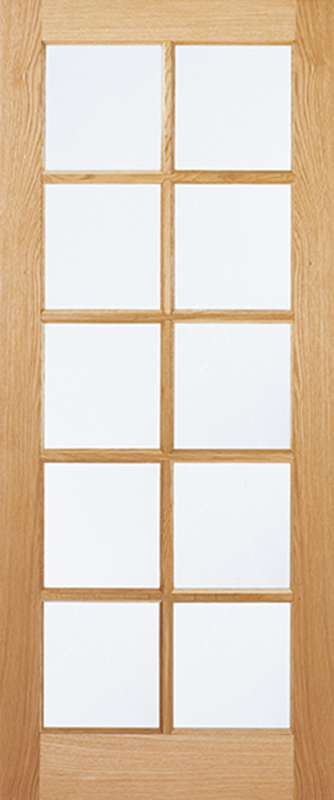 Oak SA Unfinished Glazed 10 Light Internal Door - The Wooden Door Company