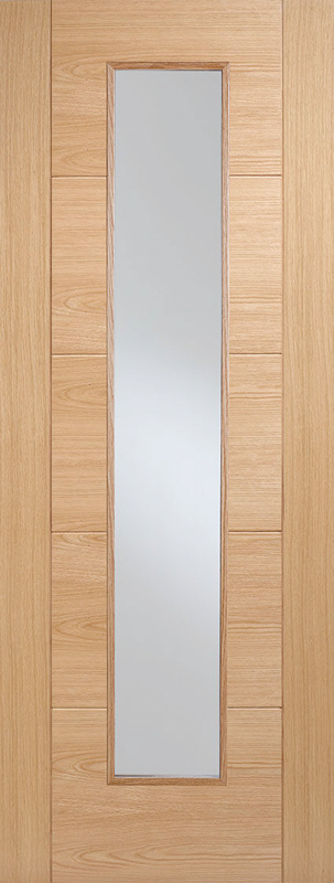 Oak Vancouver Pre-Finished Glazed Long Light FD30 Fire Door - The Wooden Door Company