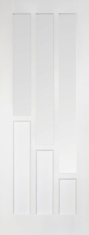White Coventry Primed Glazed 3 Light FD30 Fire Door - The Wooden Door Company