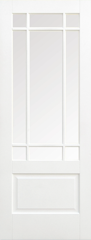 White Downham Primed Glazed 9 Light Internal Door - The Wooden Door Company