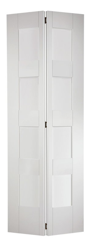 White Shaker Primed Glazed 4 Light Bi-Fold Internal Door - The Wooden Door Company