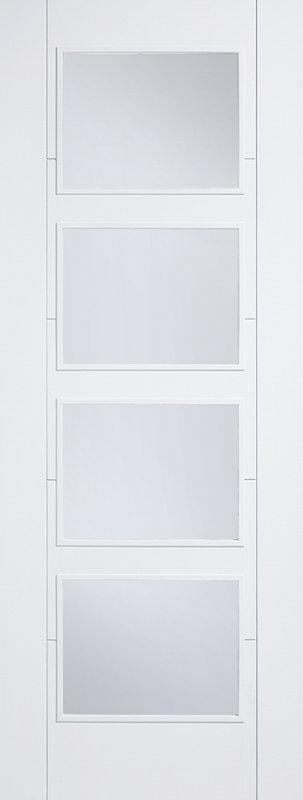 White Vancouver Primed Glazed 4 Light Clear FD30 Fire Door - The Wooden Door Company