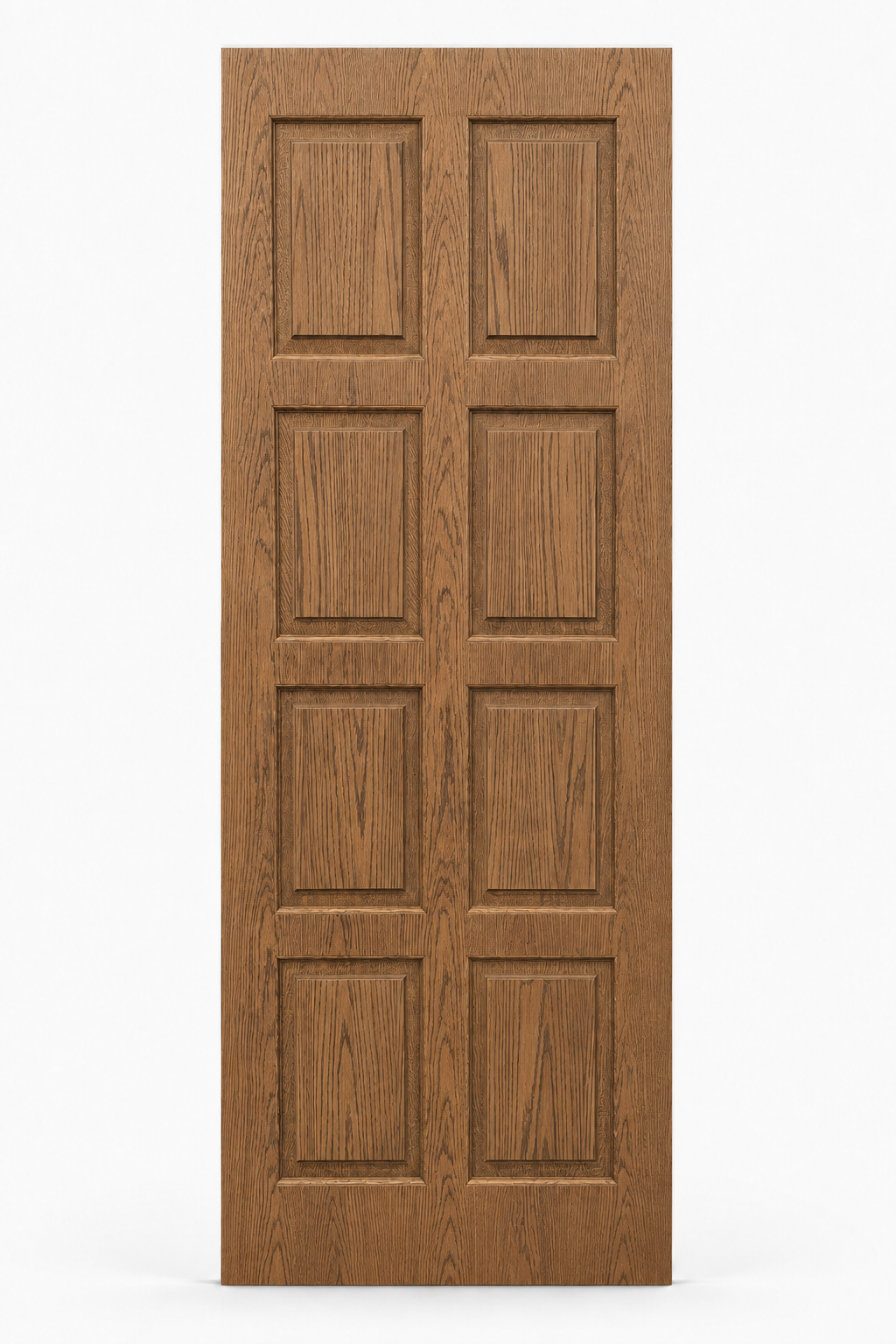 The Ashbourne bespoke stained oak veneer eight panel internal door with raised mouldings