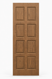 The Ashbourne bespoke stained oak veneer eight panel internal door with raised mouldings