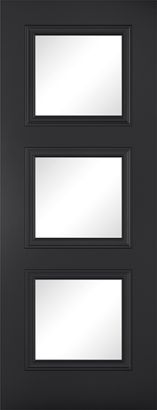 Black Antwerp Primed Glazed 3 Light Internal Door - The Wooden Door Company