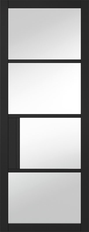 Black Chelsea Pre-Finished Glazed 4 Light Clear Internal Door - The Wooden Door Company