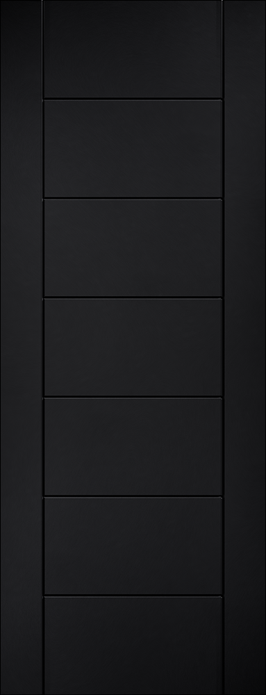 Black Laminate Linear 7 Panel Pre-Finished FD30 Fire Door - The Wooden Door Company