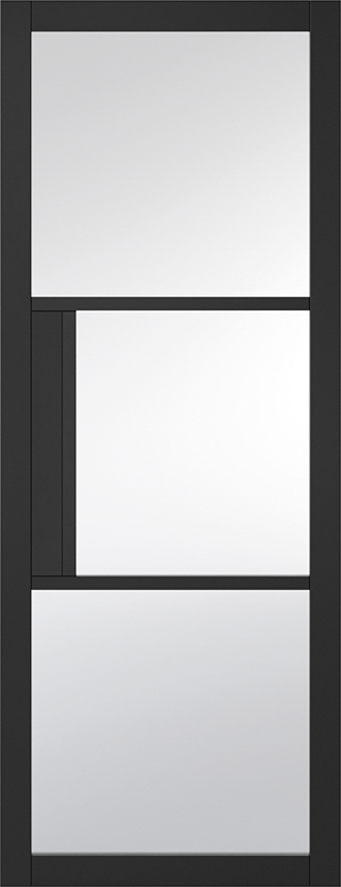 Black Tribeca Pre-Finished Glazed 3 Light Internal Door - The Wooden Door Company