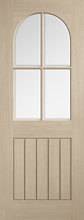 Blonde Oak Mexicano Arched Square Top Pre-Finished Glazed Internal Door - The Wooden Door Company