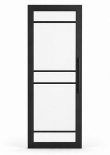 The Bramhope bespoke black industrial glazed internal door with clear glass