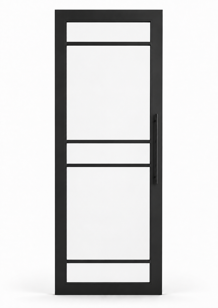 The Bramhope bespoke black industrial glazed internal door with clear glass