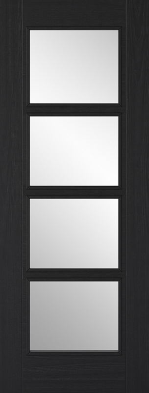 Charcoal Black Vancouver Pre-Finished Glazed 4 Light FD30 Fire Door - The Wooden Door Company