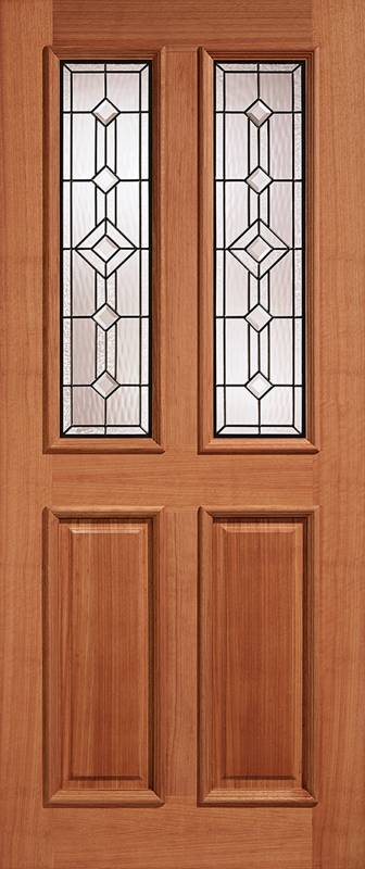 Hardwood Derby Unfinished Glazed 2 Light Leaded External Door - The Wooden Door Company
