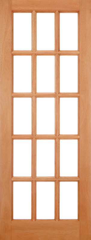 Hardwood SA 15 Light Dowelled Unfinished External Door - The Wooden Door Company