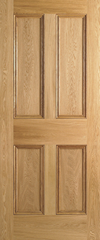 Oak 4 Panel Unfinished FD30 Fire Door - The Wooden Door Company