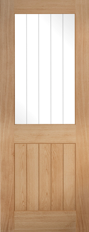 Oak Belize Unfinished Glazed 1 Light Internal Door - The Wooden Door Company