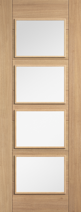 Oak Carini Pre-Finished Glazed 4 Light Internal Door - The Wooden Door Company