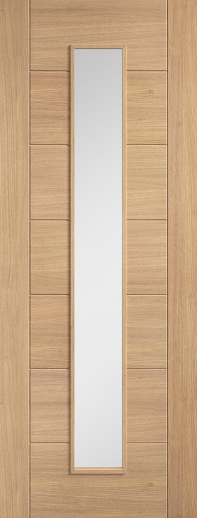 Oak Carini Long Light Pre-Finished Glazed Internal Door - The Wooden Door Company