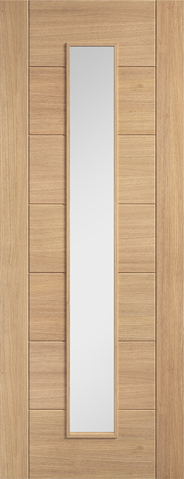 Oak Carini Long Light Unfinished Glazed Internal Door - The Wooden Door Company