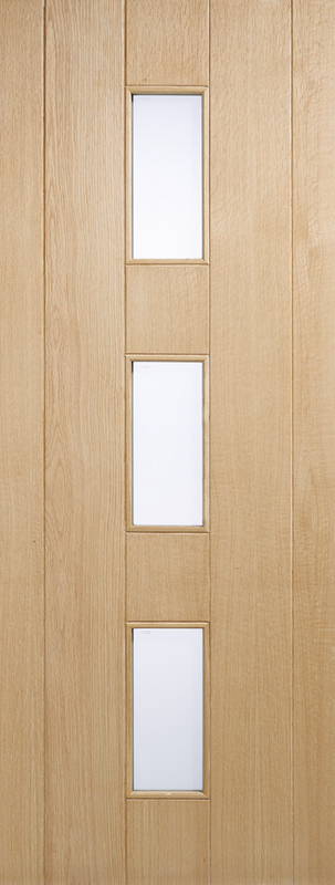 Oak Copenhagen Unfinished Glazed 3 Light External Door - The Wooden Door Company