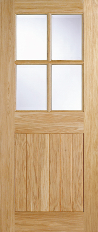 Oak Cottage Unfinished Glazed 4 Light External Door - The Wooden Door Company