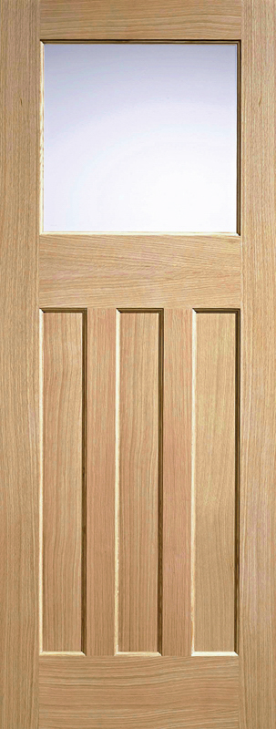 Oak DX 1930s Style Unfinished Glazed 1 Light Internal Door - The Wooden Door Company