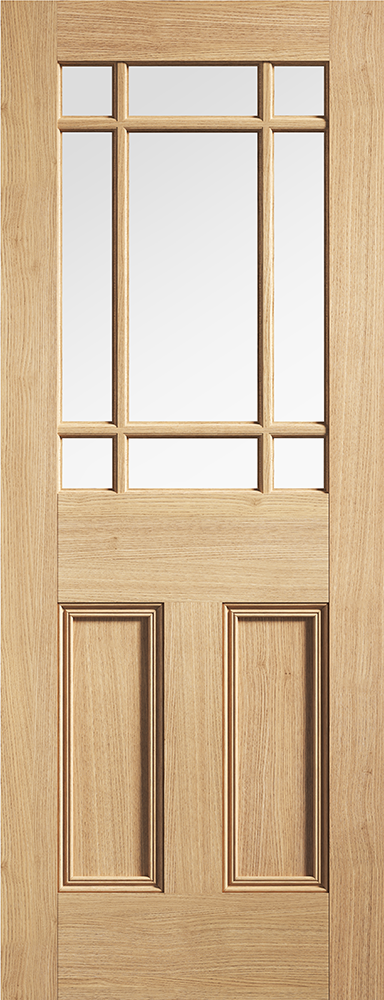 Oak Downham Unfinished Glazed 9 Light Internal Door - The Wooden Door Company