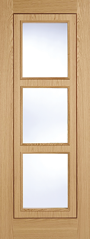 Oak Inlay Pre-Finished Glazed 3 Light Internal Door - The Wooden Door Company
