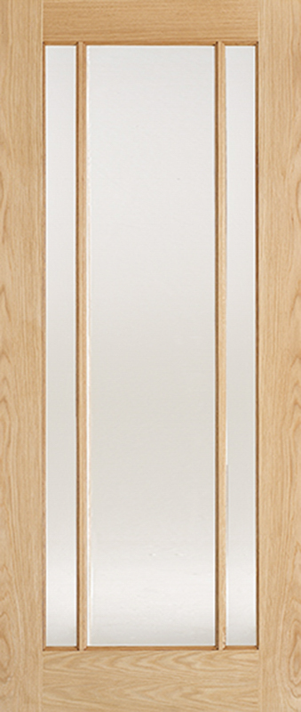 Oak Lincoln Unfinished Glazed 3 Light Clear Glass Internal Door - The Wooden Door Company