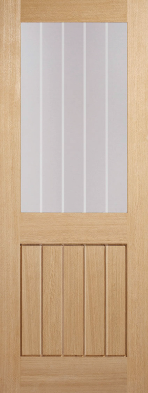 Oak Mexicano Unfinished Glazed Half Light FD30 Fire Door - The Wooden Door Company