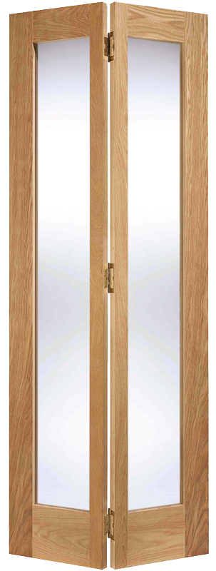 Oak Pattern 10 Unfinished Glazed 2 Light Bi-Fold Internal Door - The Wooden Door Company