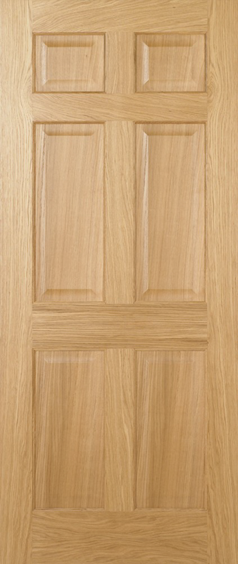 Oak Regency 6 Panel Pre-Finished FD30 Fire Door - The Wooden Door Company