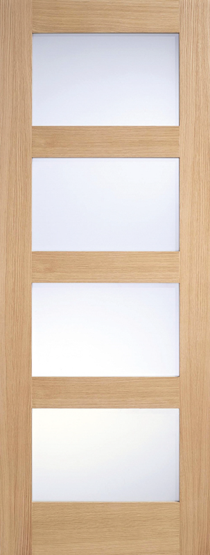 Oak Shaker Pre-Finished Glazed 4 Light Frosted Internal Door - The Wooden Door Company